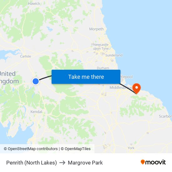 Penrith (North Lakes) to Margrove Park map