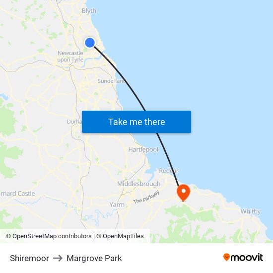 Shiremoor to Margrove Park map