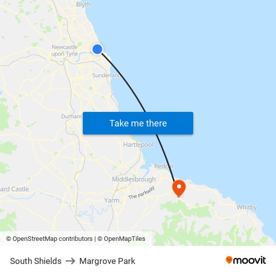 South Shields to Margrove Park map