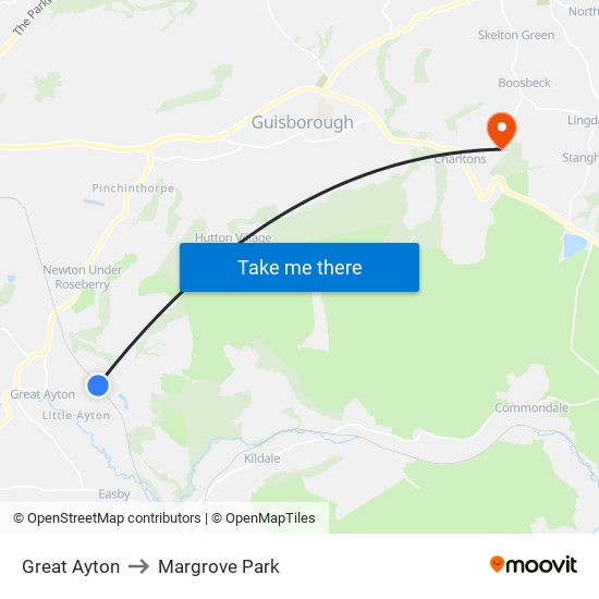 Great Ayton to Margrove Park map