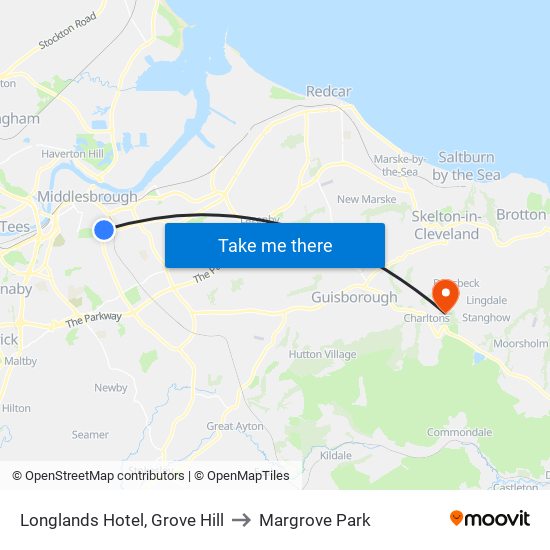 Longlands Hotel, Grove Hill to Margrove Park map