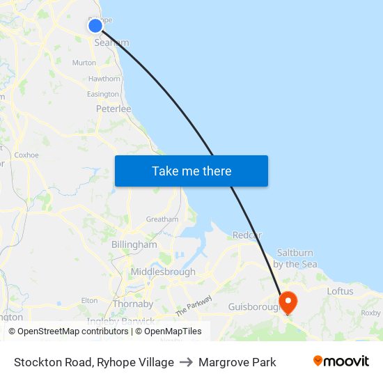 Stockton Road, Ryhope Village to Margrove Park map