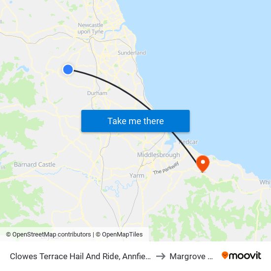 Clowes Terrace Hail And Ride, Annfield Plain to Margrove Park map