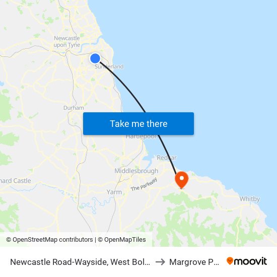 Newcastle Road-Wayside, West Boldon to Margrove Park map