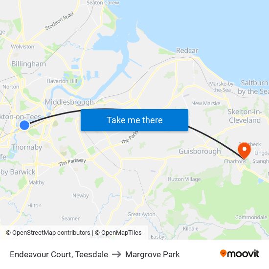 Endeavour Court, Teesdale to Margrove Park map