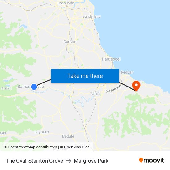 The Oval, Stainton Grove to Margrove Park map