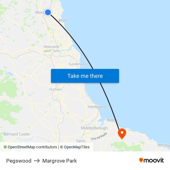 Pegswood to Margrove Park map