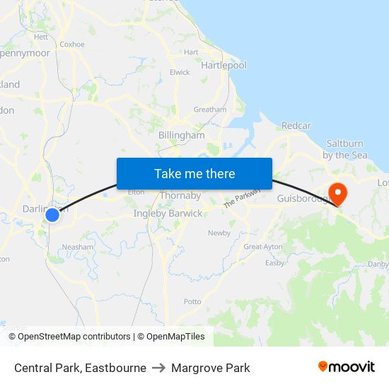 Central Park, Eastbourne to Margrove Park map