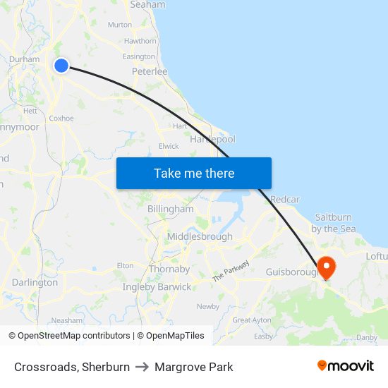 Crossroads, Sherburn to Margrove Park map