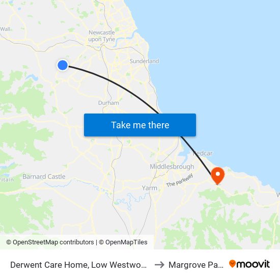 Derwent Care Home, Low Westwood to Margrove Park map