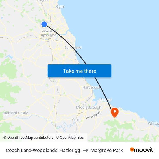 Coach Lane-Woodlands, Hazlerigg to Margrove Park map