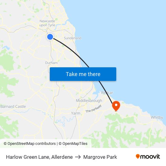 Harlow Green Lane, Allerdene to Margrove Park map