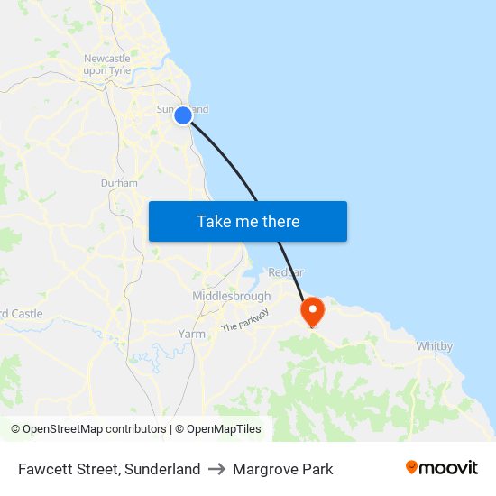 Fawcett Street, Sunderland to Margrove Park map