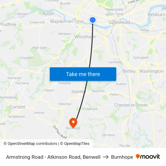 Armstrong Road - Atkinson Road, Benwell to Burnhope map