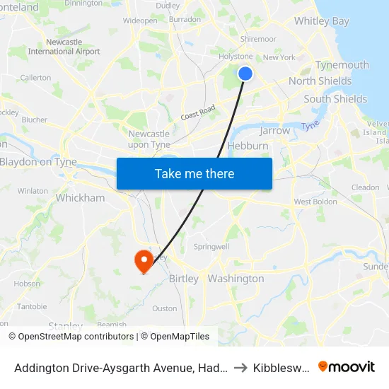 Addington Drive-Aysgarth Avenue, Hadrian Park to Kibblesworth map