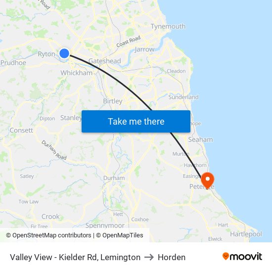 Valley View - Kielder Rd, Lemington to Horden map