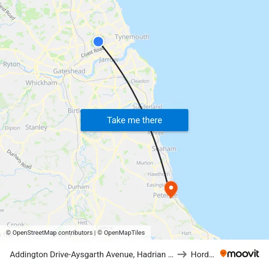 Addington Drive-Aysgarth Avenue, Hadrian Park to Horden map