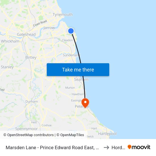 Marsden Lane - Prince Edward Road East, Marsden to Horden map