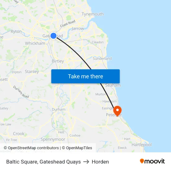 Baltic Square, Gateshead Quays to Horden map