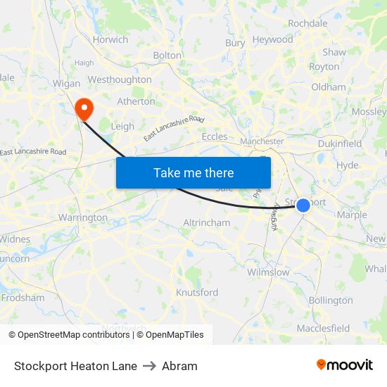 Stockport Heaton Lane to Abram map