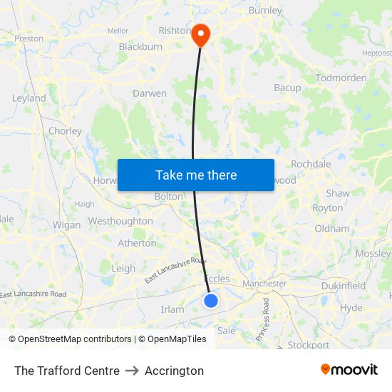 The Trafford Centre to Accrington map