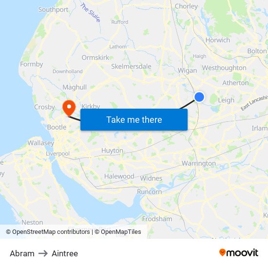 Abram to Aintree map