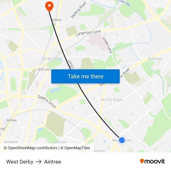 West Derby to Aintree map