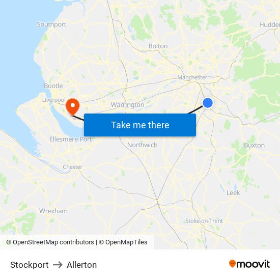Stockport to Allerton map