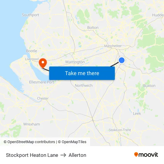 Stockport Heaton Lane to Allerton map