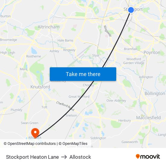 Stockport Heaton Lane to Allostock map