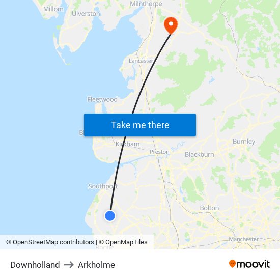 Downholland to Arkholme map