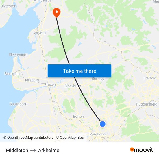 Middleton to Arkholme map