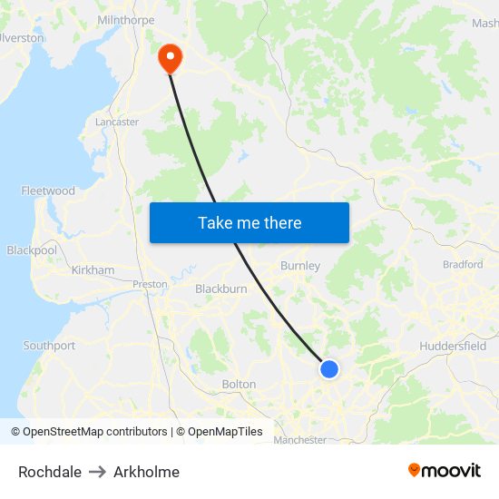 Rochdale to Arkholme map