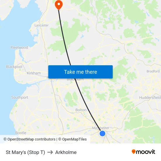 St Mary's to Arkholme map