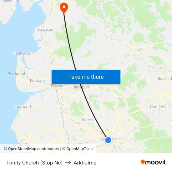 Trinity Church to Arkholme map