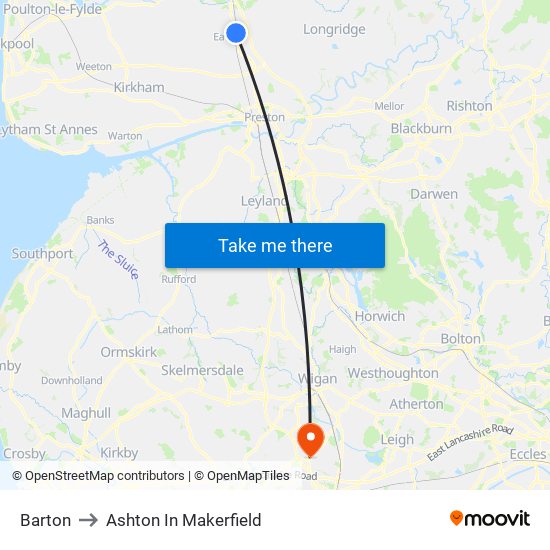 Barton to Ashton In Makerfield map
