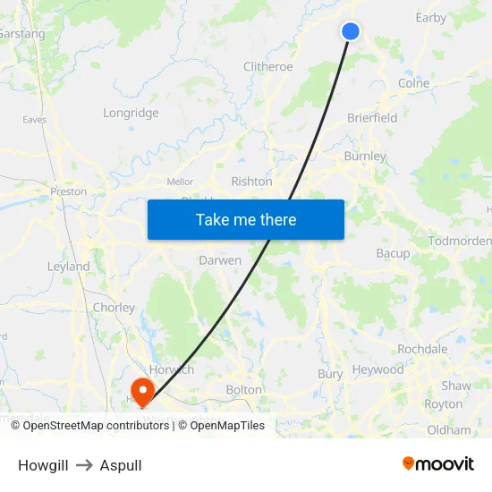 Howgill to Aspull map