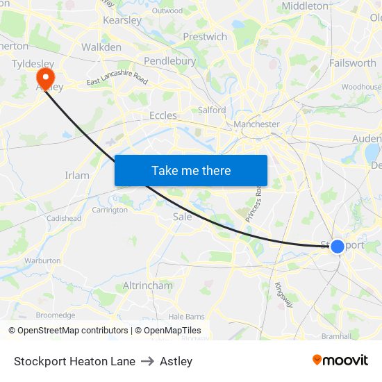 Stockport Heaton Lane to Astley map