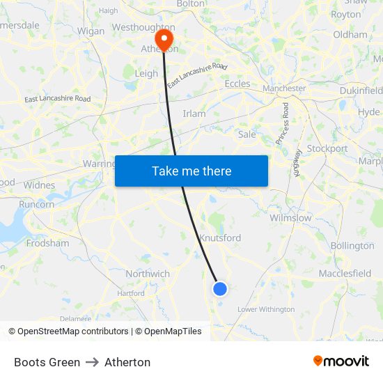 Boots Green to Atherton map
