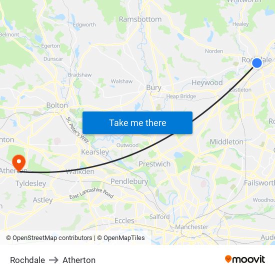 Rochdale to Atherton map