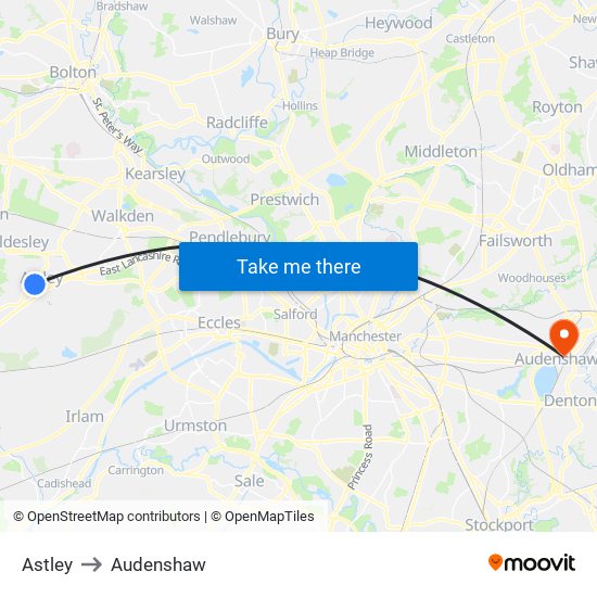 Astley to Audenshaw map