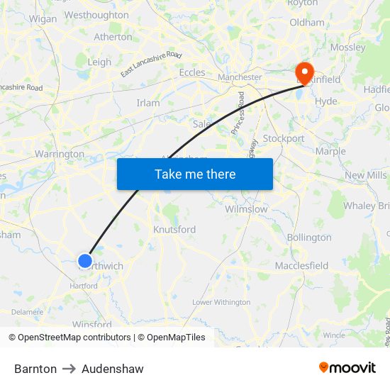 Barnton to Audenshaw map