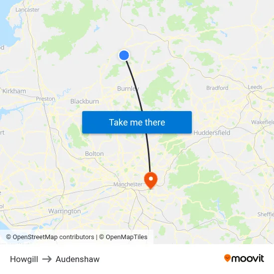 Howgill to Audenshaw map