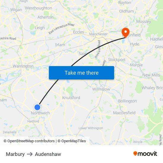 Marbury to Audenshaw map