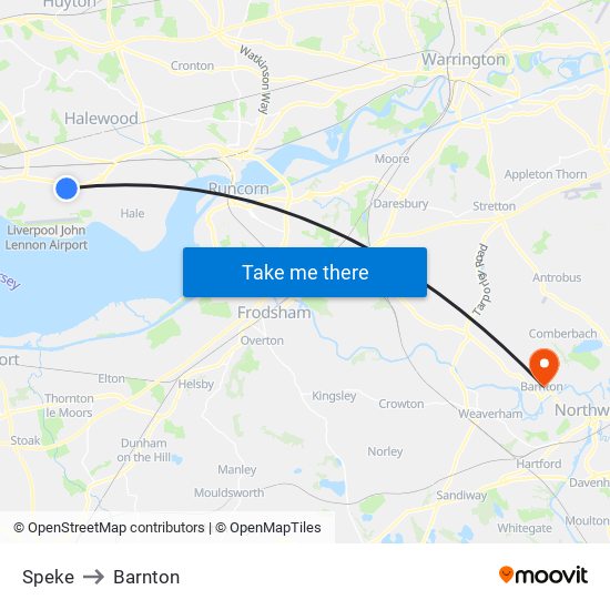 Speke to Barnton map