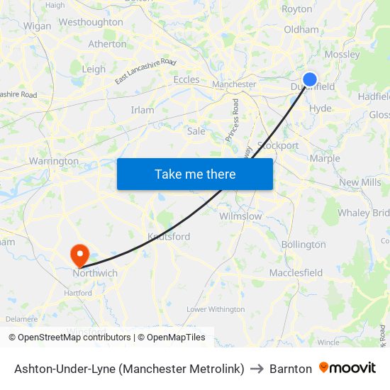 Ashton-Under-Lyne (Manchester Metrolink) to Barnton map