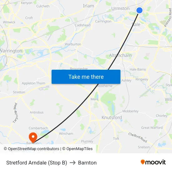 Stretford Mall to Barnton map