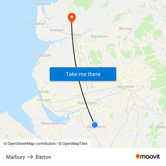 Marbury to Barton map