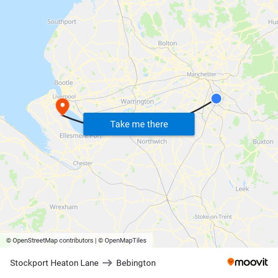 Stockport Heaton Lane to Bebington map