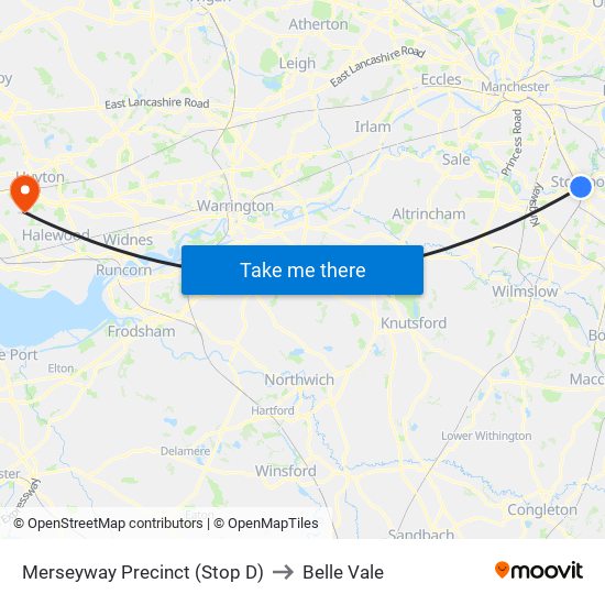 Merseyway Precinct (Stop D) to Belle Vale map